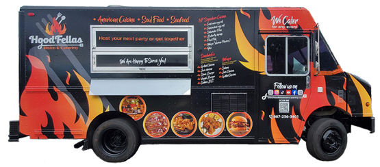 Hood Fellas food truck designed and manufactured by Elhaj Custom Food Trucks & Trailers