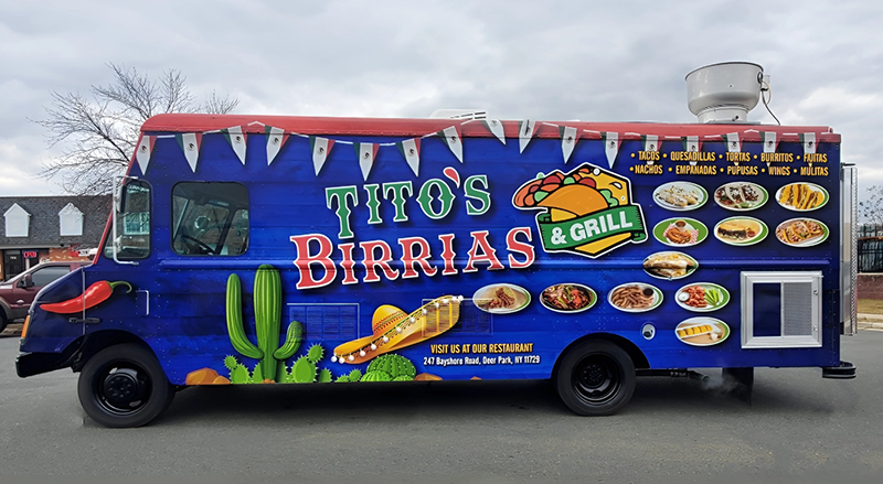 newly designed titos birrias and grill food truck