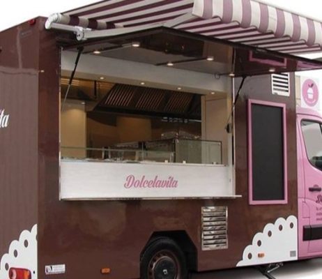 dolcelavita pink and brown custom food truck built by Elhaj Custom Food Trucks & Trailers
