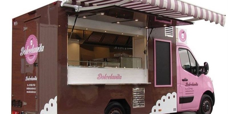 dolcelavita pink and brown custom food truck built by Elhaj Custom Food Trucks & Trailers