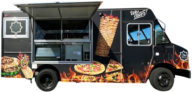 black custom food truck made by Elhaj with no background