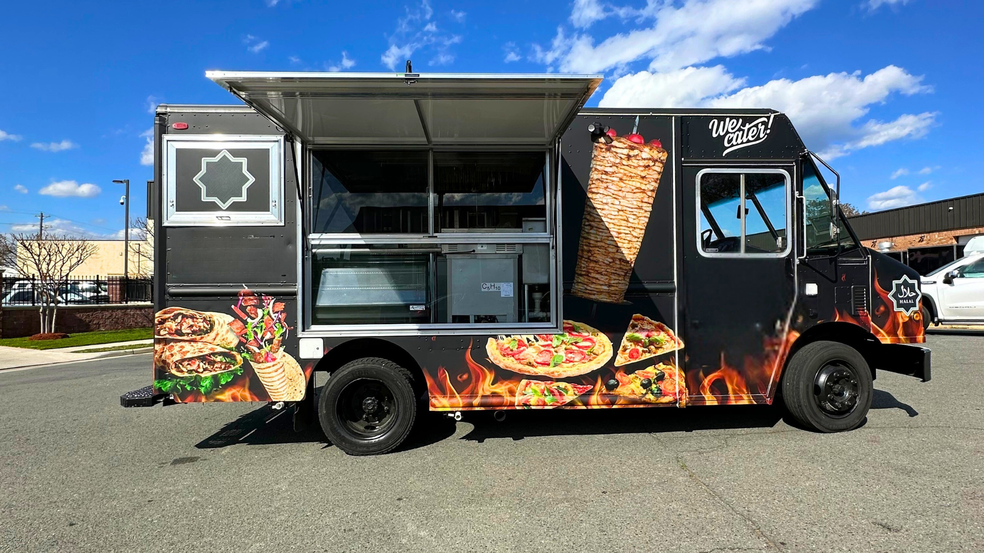 black custom food truck made by Elhaj