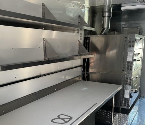 interior view of the kitchen in a food truck