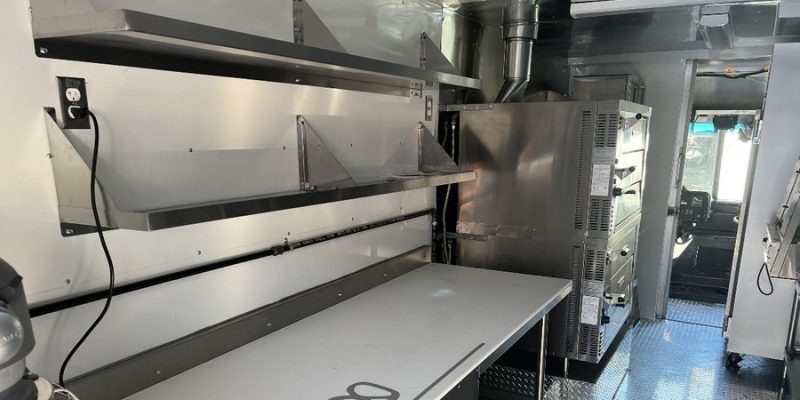 interior view of the kitchen in a food truck