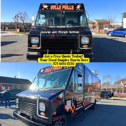 front and side view of the new holly philly food truck made by elhaj